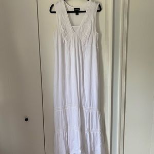 White Flowy Cotton Maxi Dress